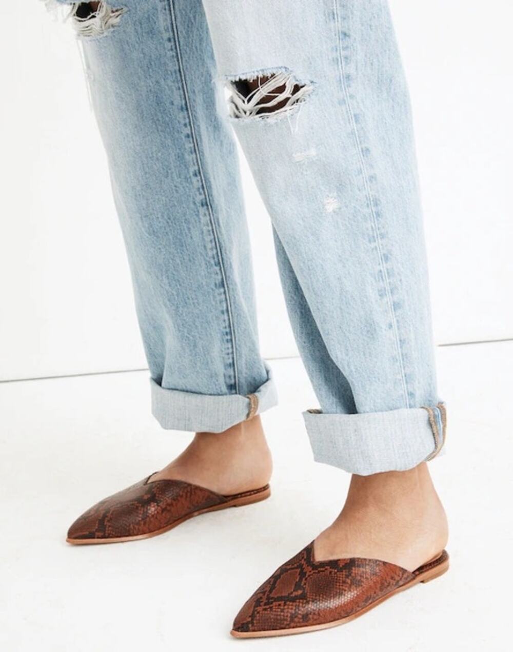 Madewell The Emilia Mule In Snake Embossed Leather Size 8.5